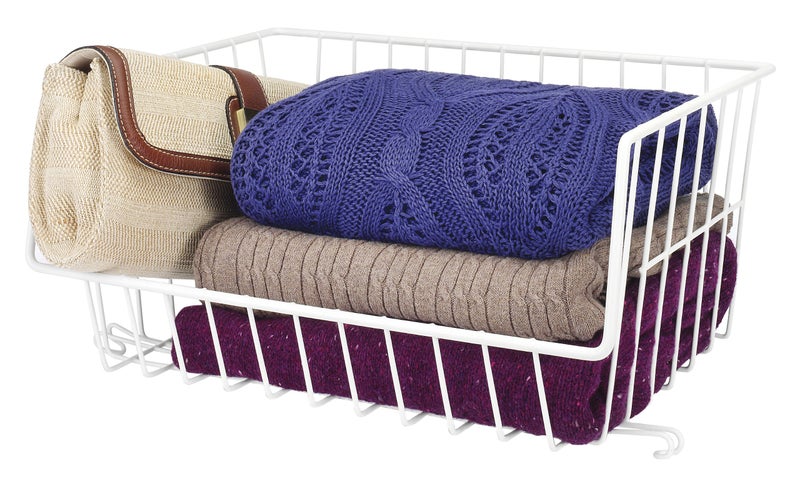Whitmor Wire Stackable Basket, White - Image 1